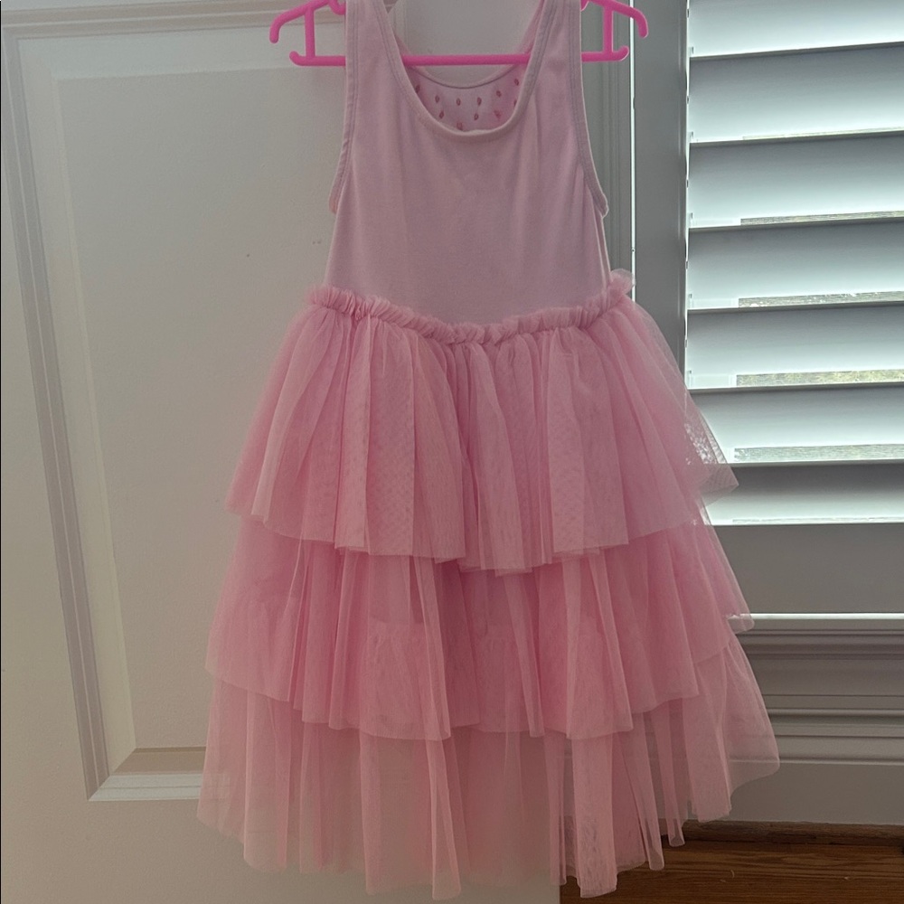 Mini Boden Pink Layered Dress with Floral Accents - Picture 4 of 4